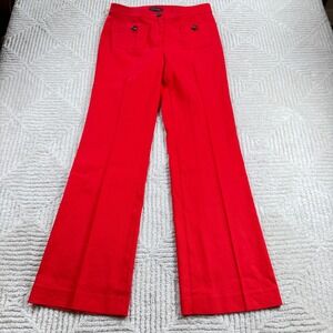 Ann Taylor Wide Leg Pants Women 4 Red Linen Blend Boss Work Power Bold Dopamine